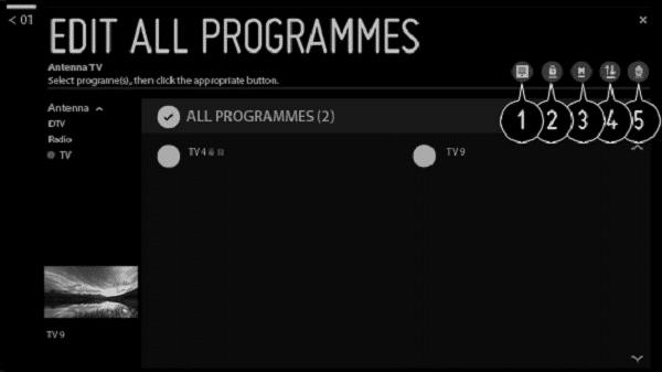 LG Screen Edit all Programmes
